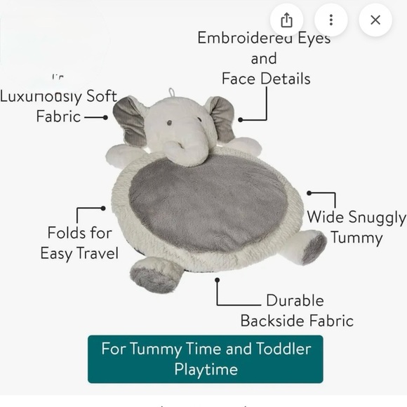 Bestever Other - Best Ever by Mary Myer Adorable Gray Elephant Plush Mat Brand New